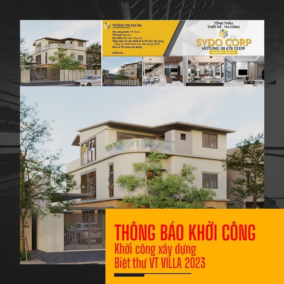 thong bao khoi cong xay dung biet thu VT Villa 2023 1
